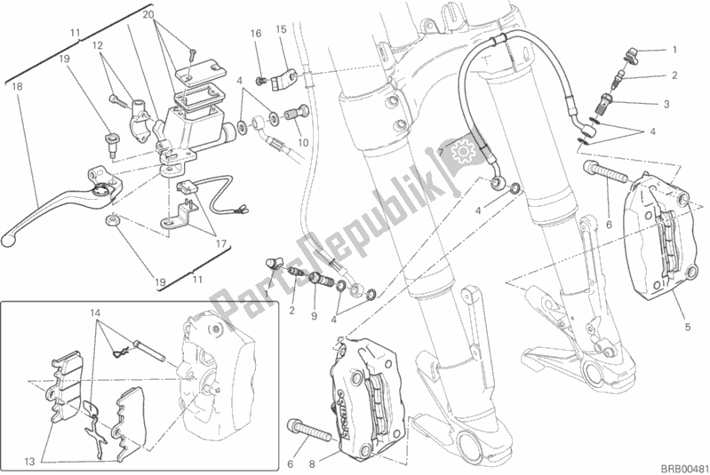 Todas las partes para Sistema De Freno Delantero de Ducati Monster 821 USA 2016